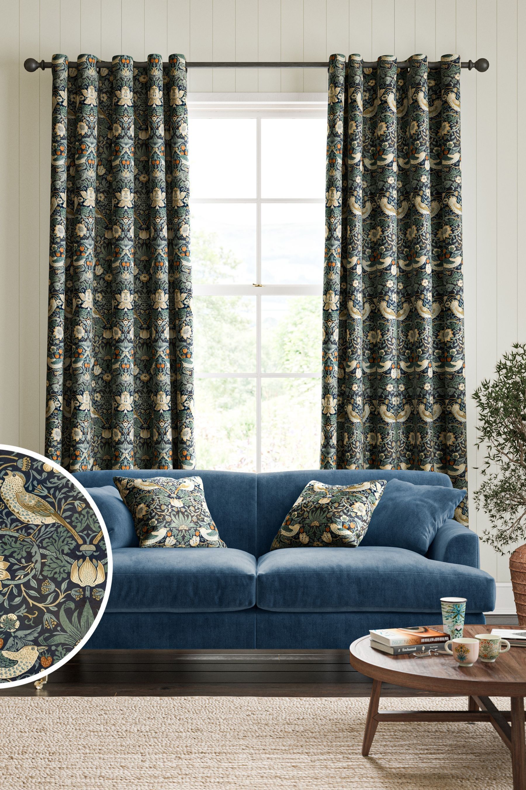 Blue strawberry store couch