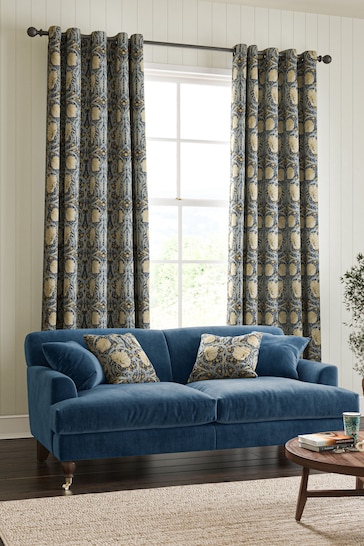 William Morris At Home Indigo Blue Pimpernel Made to Measure Curtains