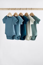 Petrol Blue 5 Pack Plain Baby Bodysuits - Image 1 of 16