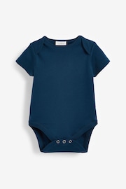 Petrol Blue 5 Pack Plain Baby Bodysuits - Image 10 of 16