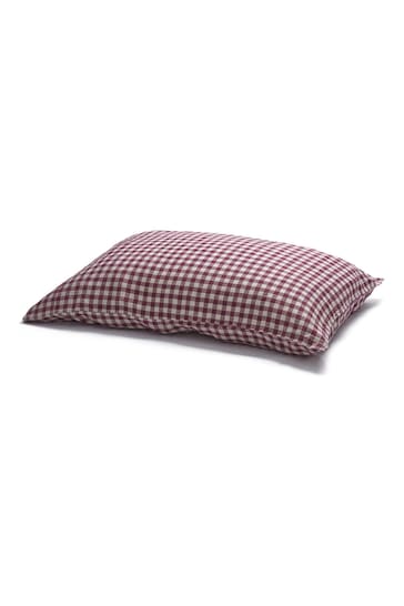 Piglet in Bed Berry Gingham Set of 2 Linen Pillowcases