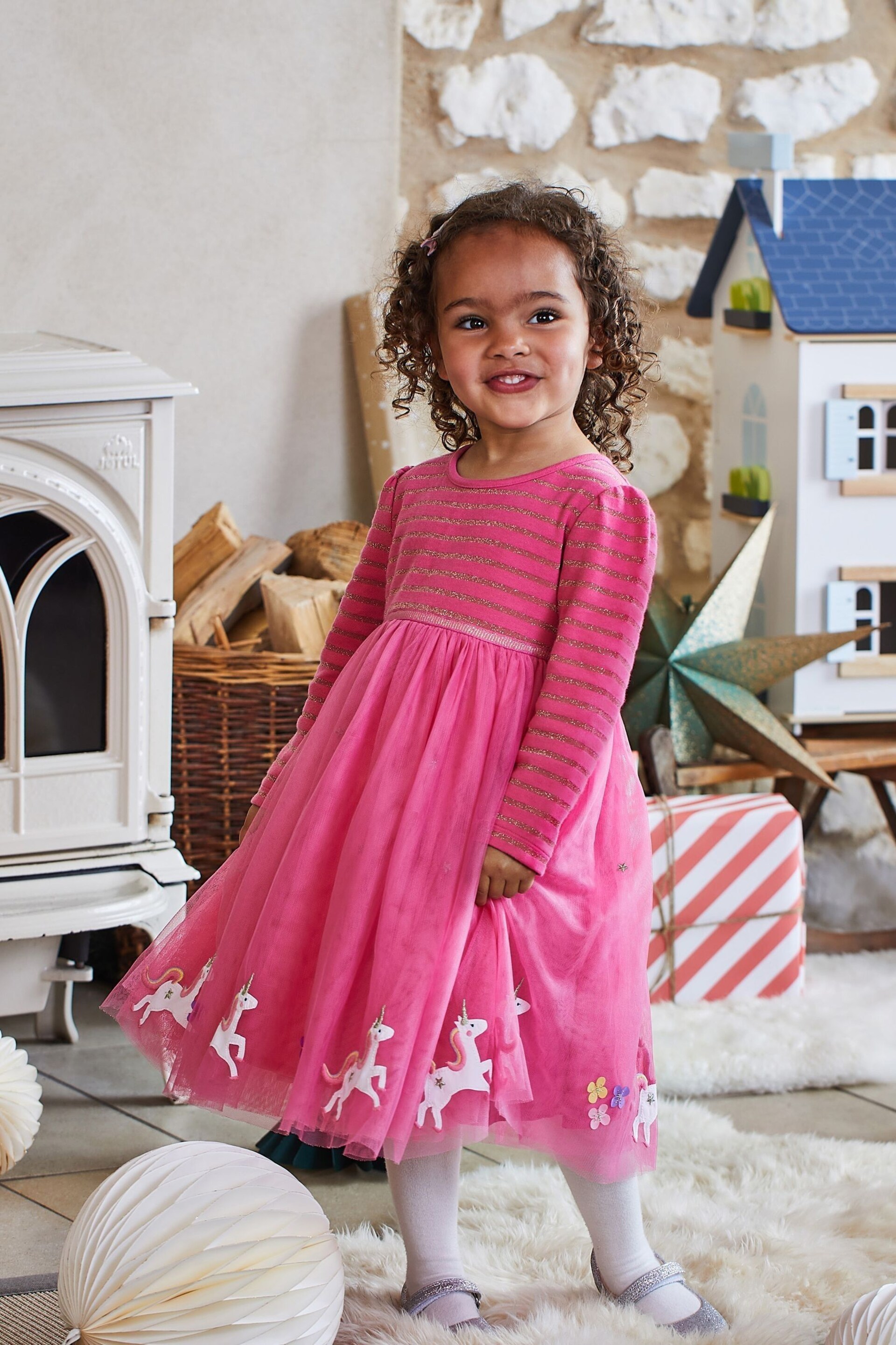 JoJo Maman Bébé Fuchsia Unicorn Party Dress - Image 7 of 7