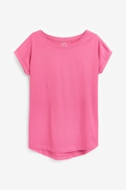 Pink Bright Round Neck Cap Sleeve T-Shirt - Image 4 of 4