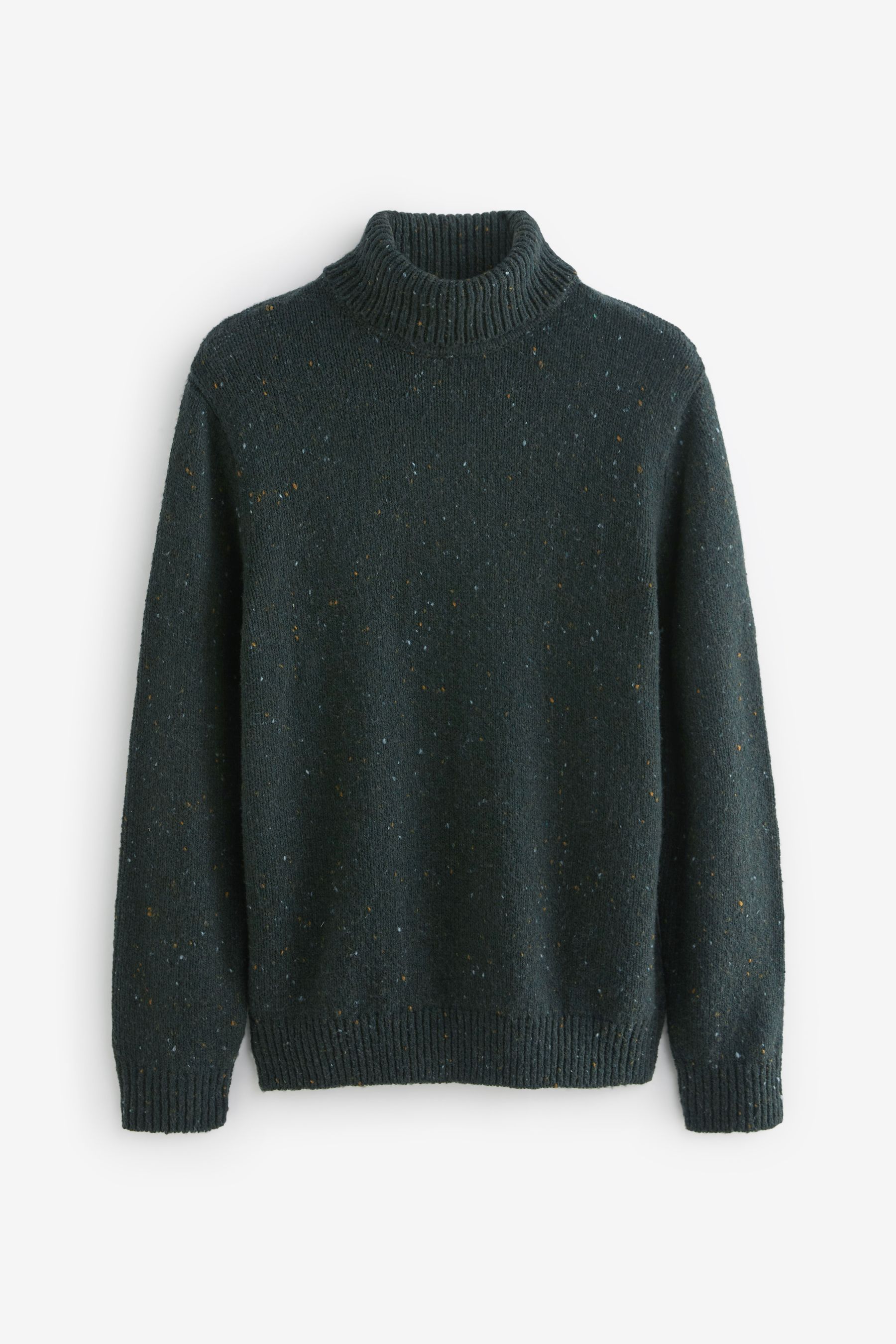 Buy Green Regular Flecked Knitted Roll Neck Jumper from Next Luxembourg