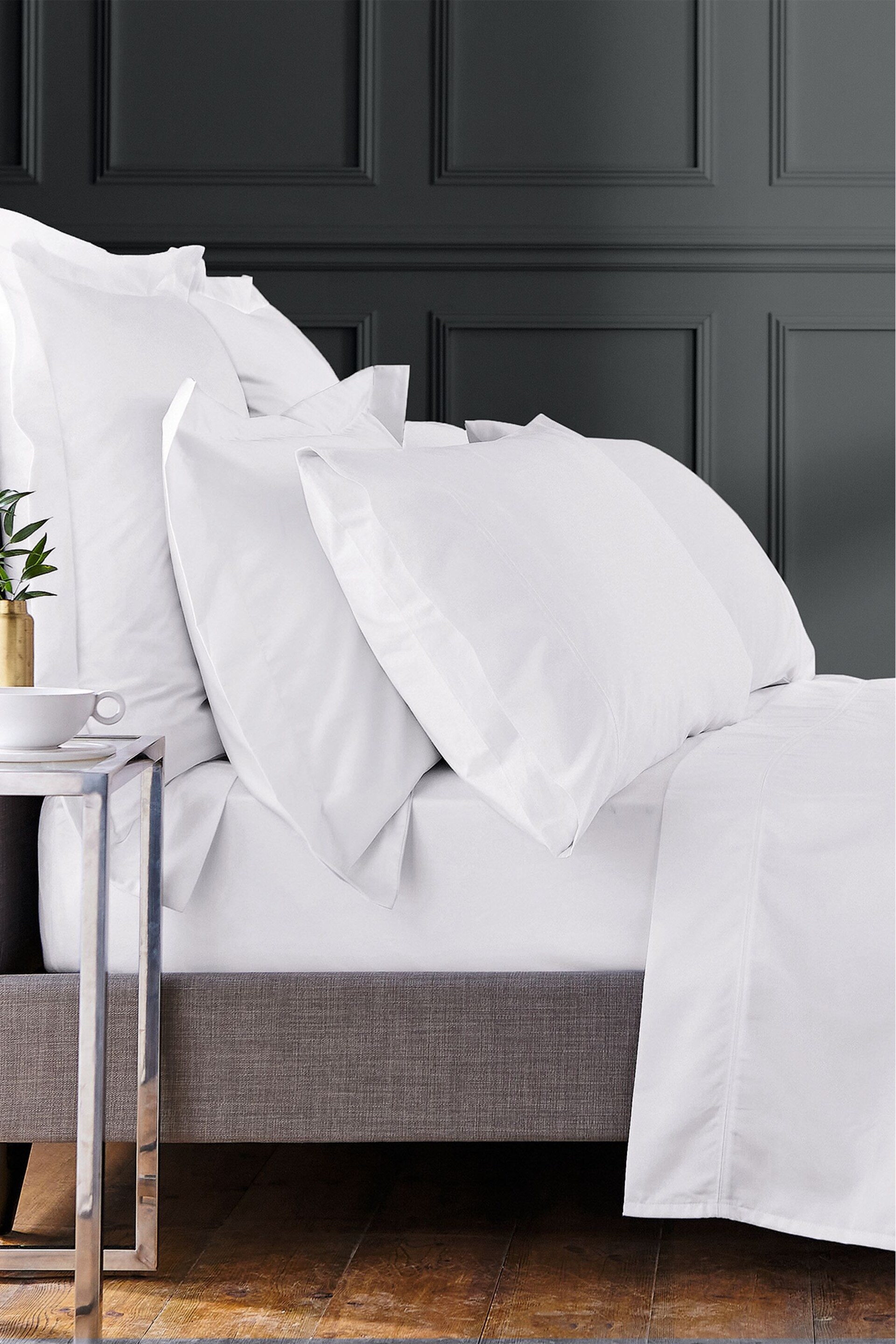 Bedeck Of Belfast White 1000 Thread Count Egyptian Cotton Sateen Fitted Sheet - Image 1 of 2
