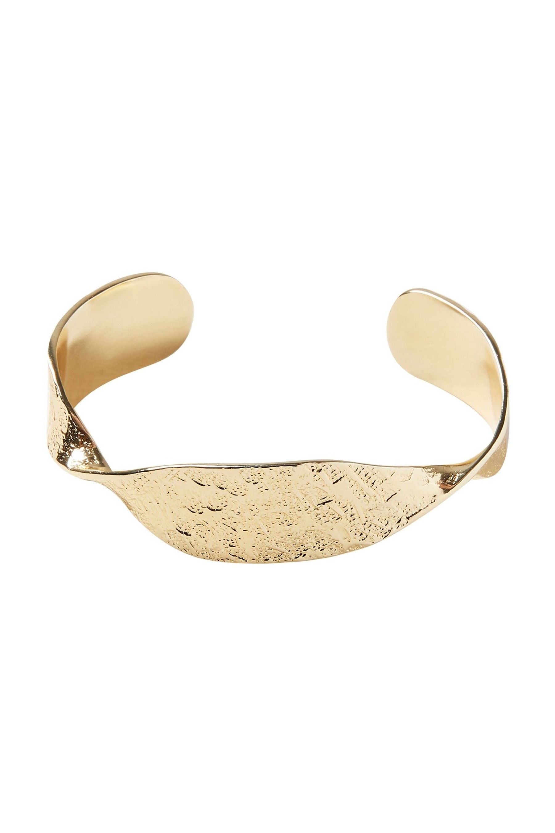 Buy Oliver Bonas Gold Sculptural Twist Gold Plated Cuff Bangle