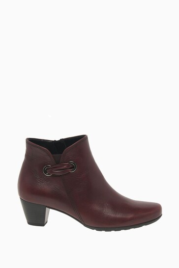 Gabor Keegan Dark Red Leather Fashion Ankle Boots