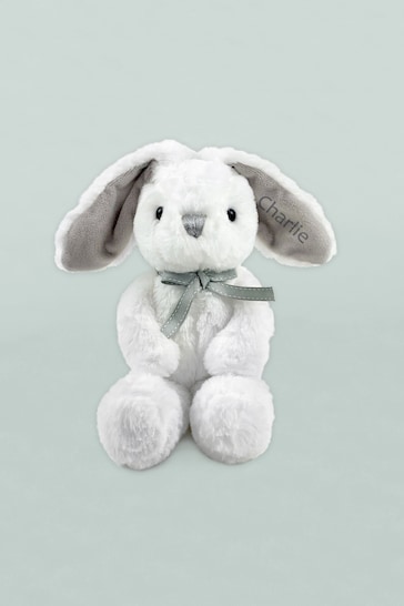 Babyblooms Grey Blanket Cake with Personalised Baby Bunny Soft Toy Gift