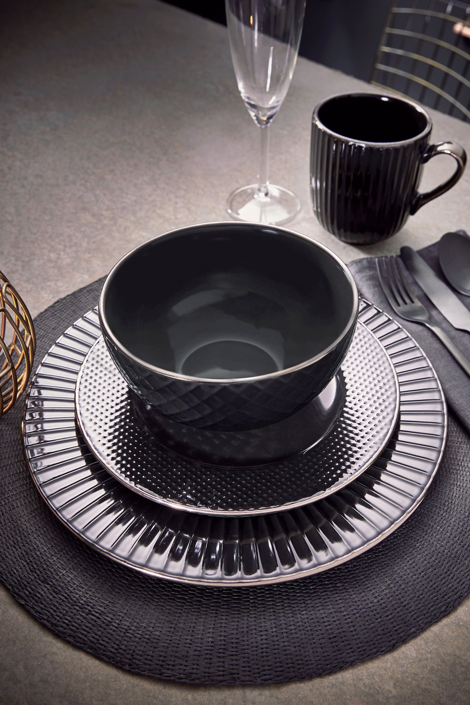 Black outlet dinnerware set