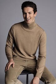 Charles Tyrwhitt Natural Pure Merino Roll Neck Jumper - Image 1 of 6