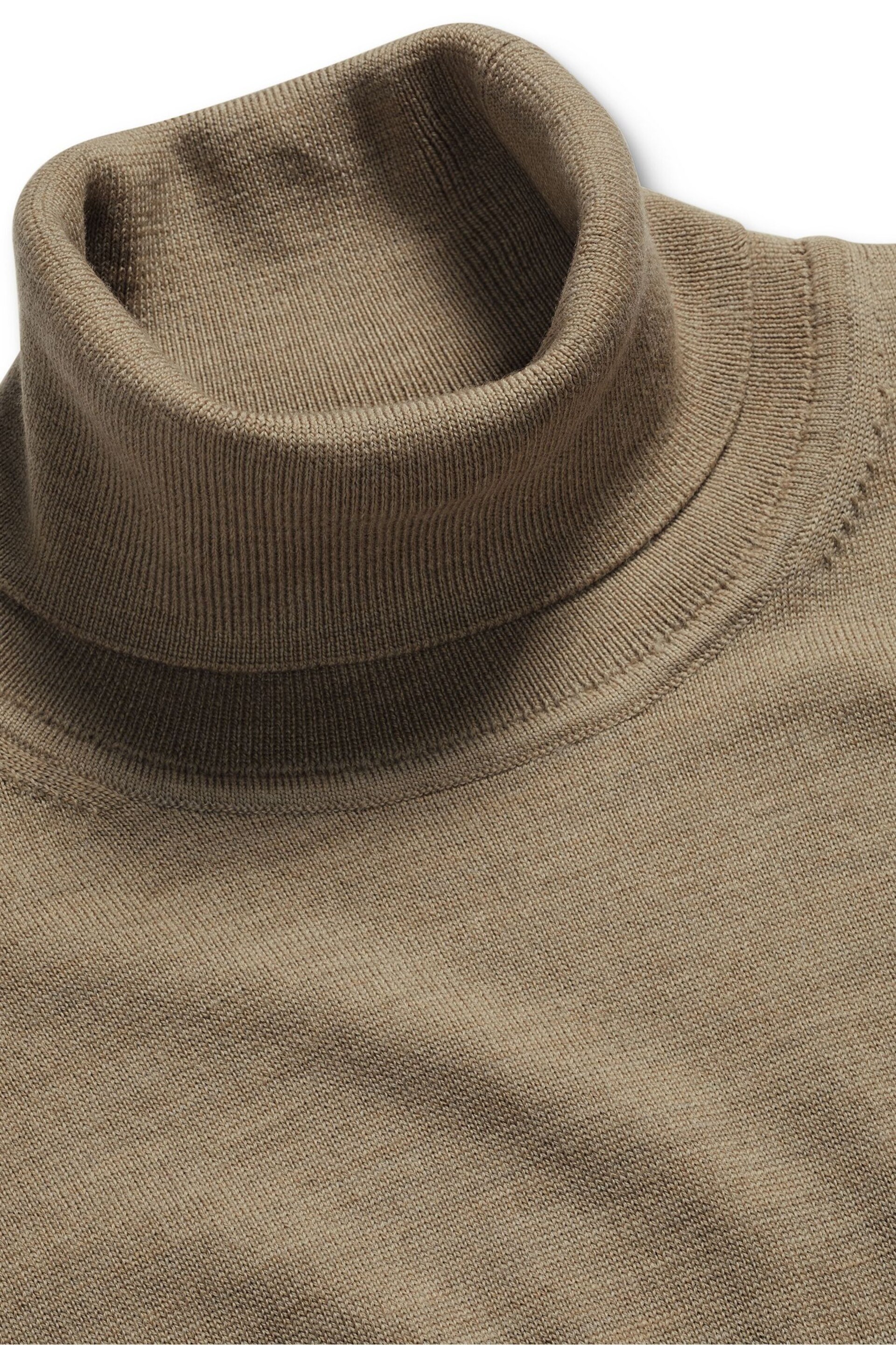 Charles Tyrwhitt Natural Pure Merino Roll Neck Jumper - Image 5 of 6