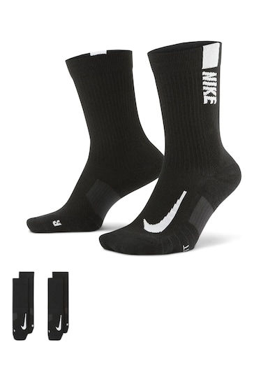 Nike Black/White Multiplier Crew Socks 2 Pack