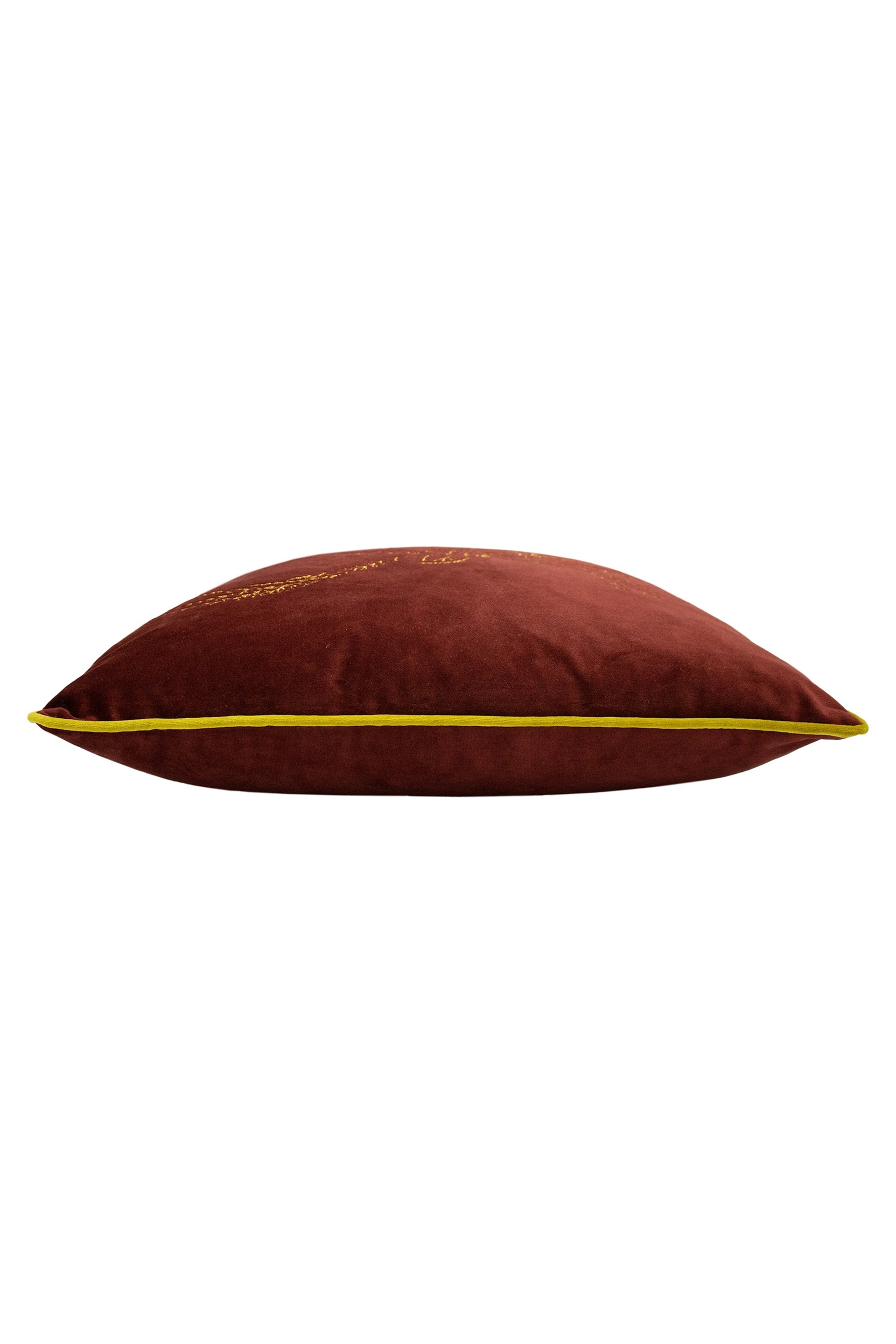 furn. Burgundy Red/Gold Forest Fauna Embroidered Polyester Filled Cushion - Image 4 of 5