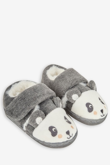 JoJo Maman Bébé Grey Girls' Panda Easy On Slippers