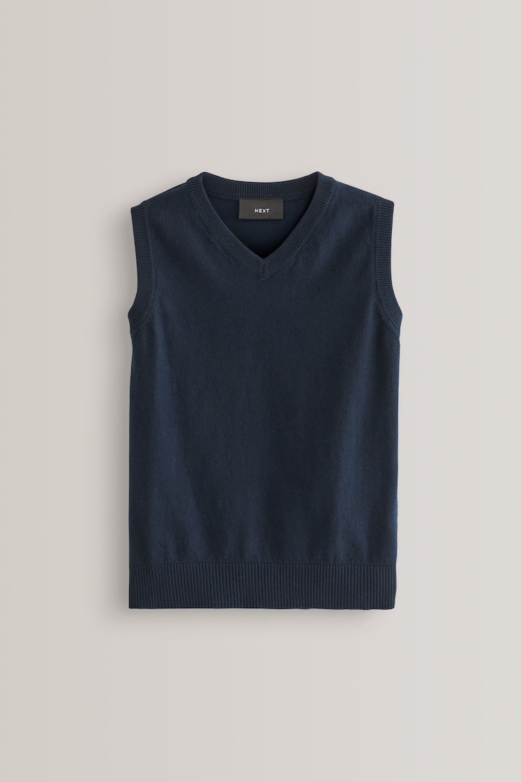 Navy School Knitted Cotton-Rich Tank Top (3-16yrs) - Image 1 of 2