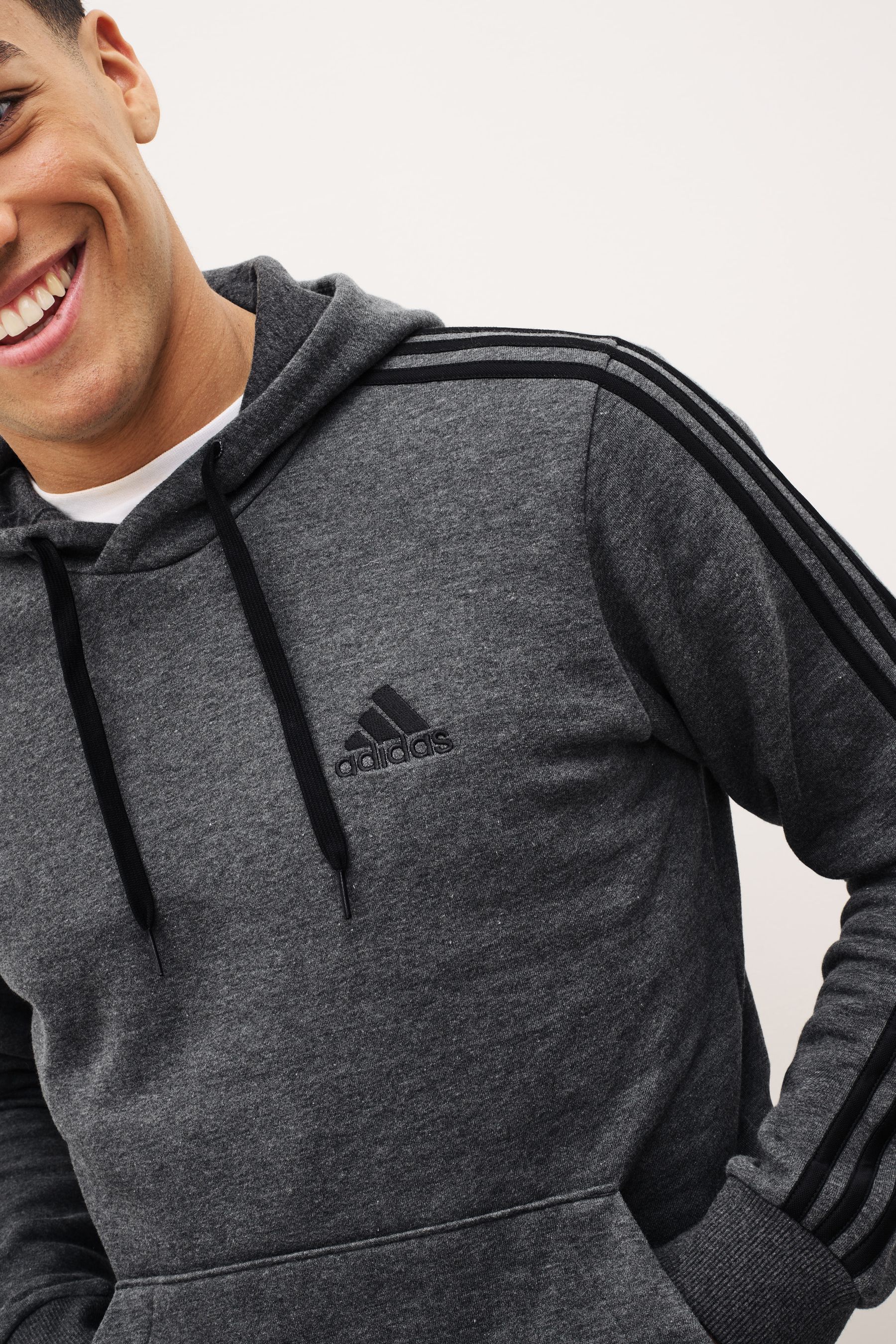 Buy adidas Dark Grey Essentials Fleece 3 Stripes Hoodie from Next Ireland