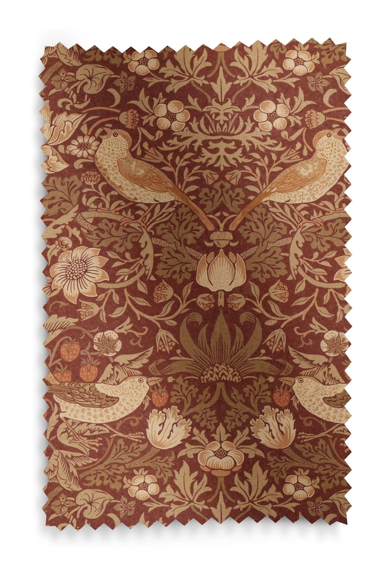 William Morris At Home Red Strawberry Thief Made to Measure 100% Cotton Curtains - Image 5 of 5