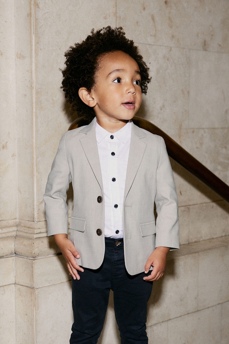 Neutral Blazer With Linen (3mths-9yrs) - Image 1 of 8