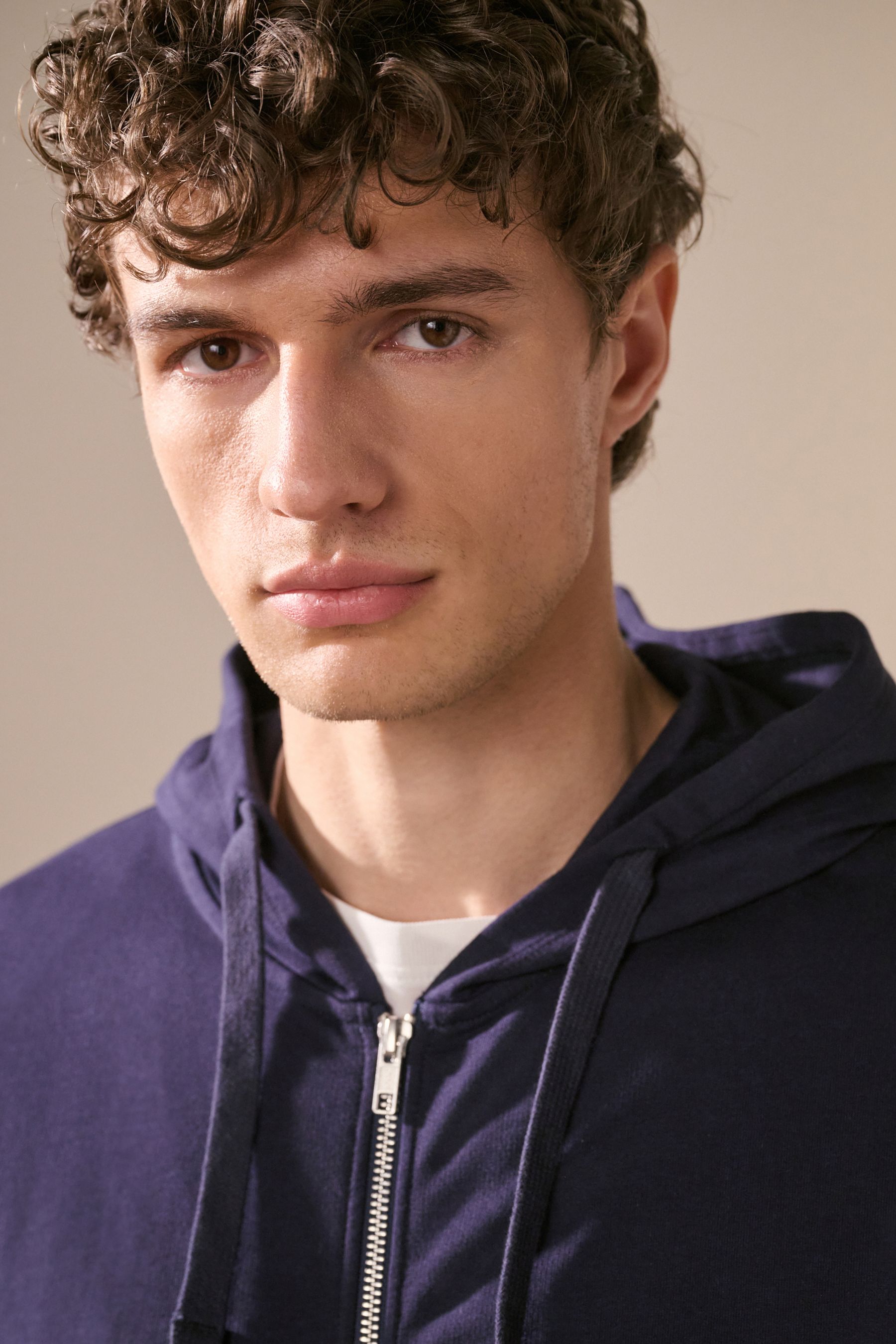 Buy Navy Blue Lightweight Zip Through Hoodie from the Next UK
