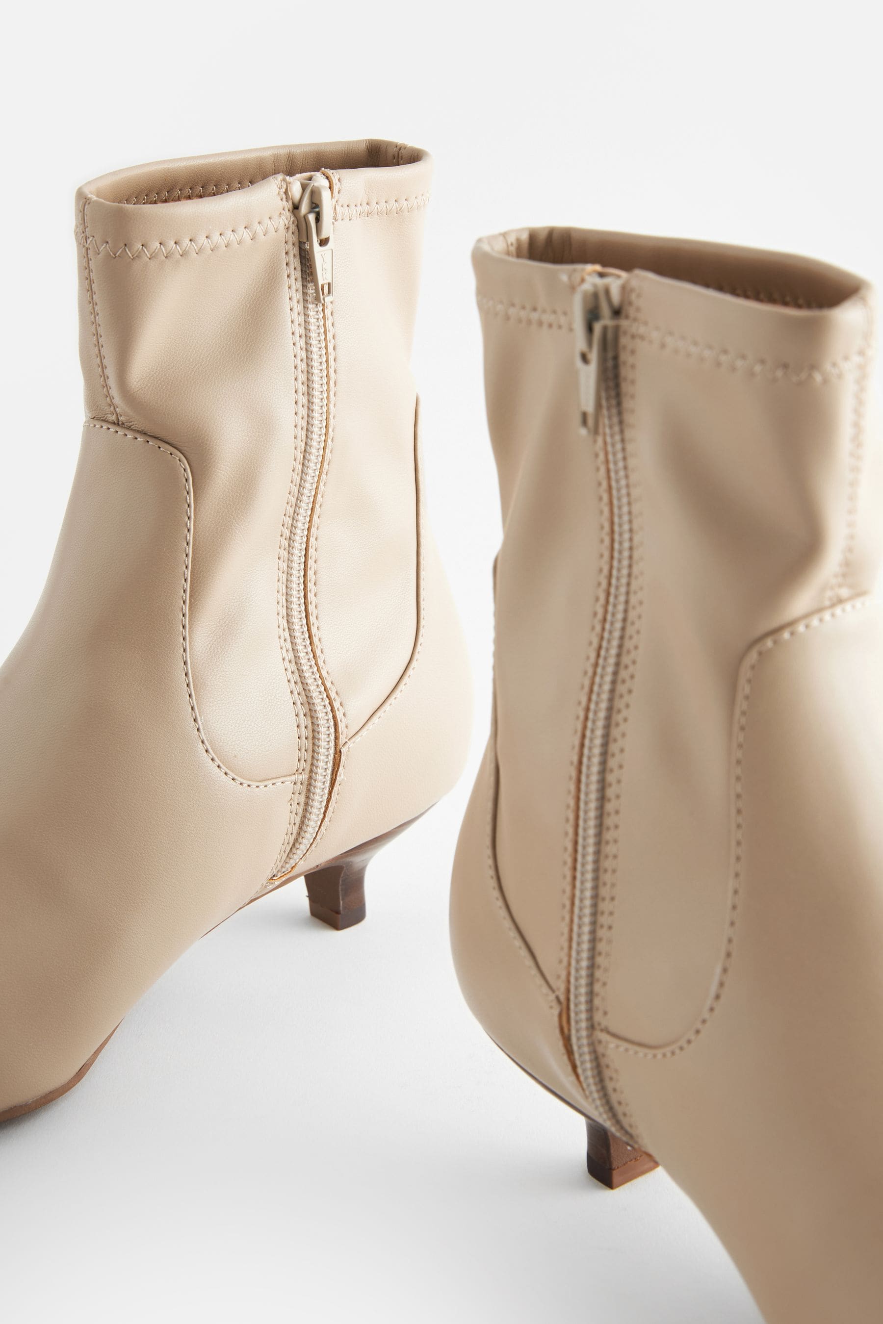 Cream kitten heel ankle boots sale