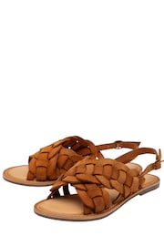 Ravel Brown Leather Woven Upper Flat Sandals - Image 2 of 4