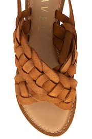 Ravel Brown Leather Woven Upper Flat Sandals - Image 4 of 4