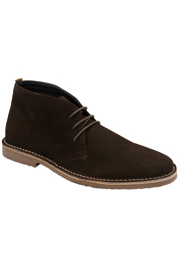Frank Wright Brown Mens Suede Lace-Up Desert Boots