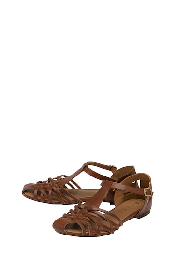 Ravel Brown Leather Flat Sandals