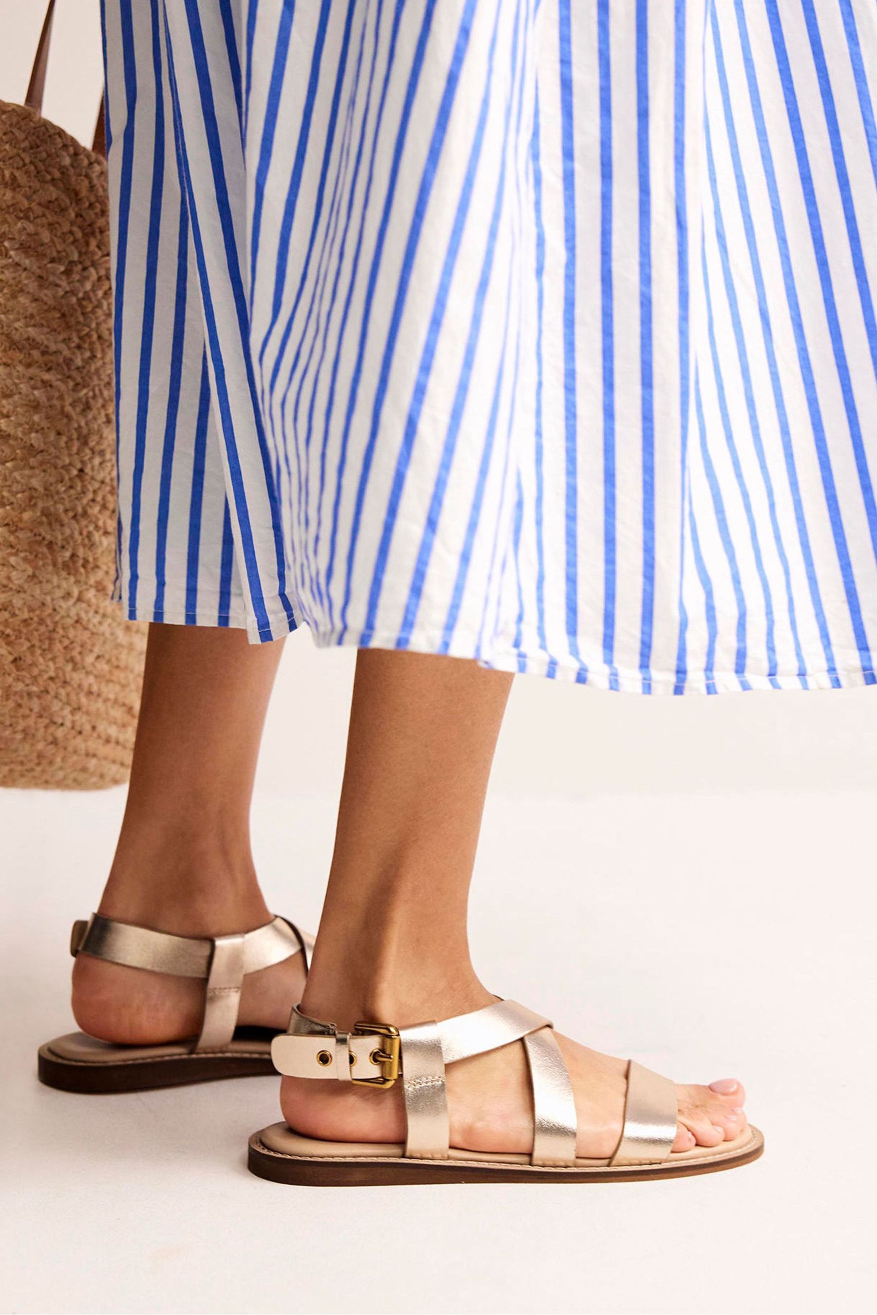 Cross strap flat sandals clearance