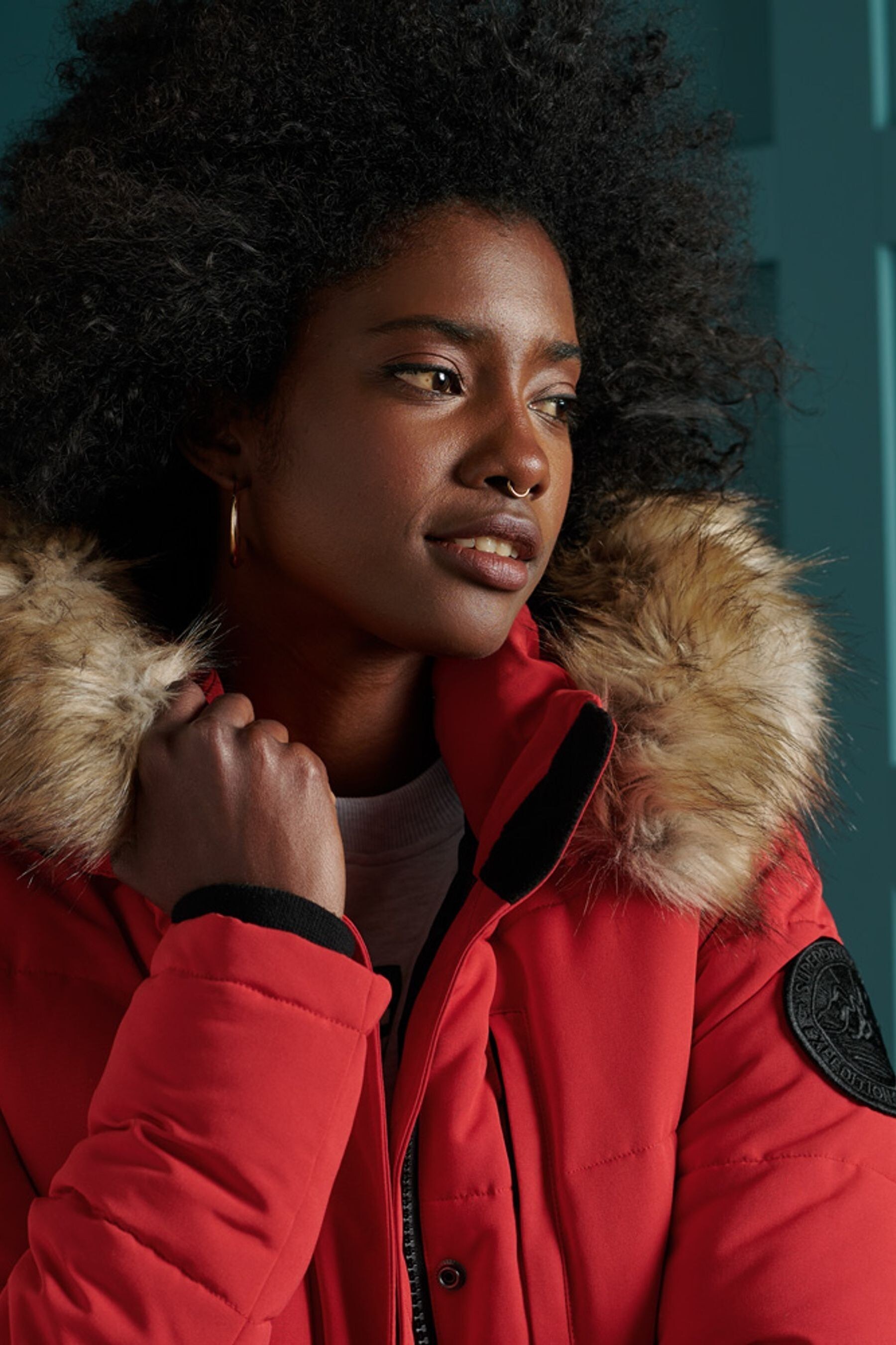 Superdry everest discount parka red womens