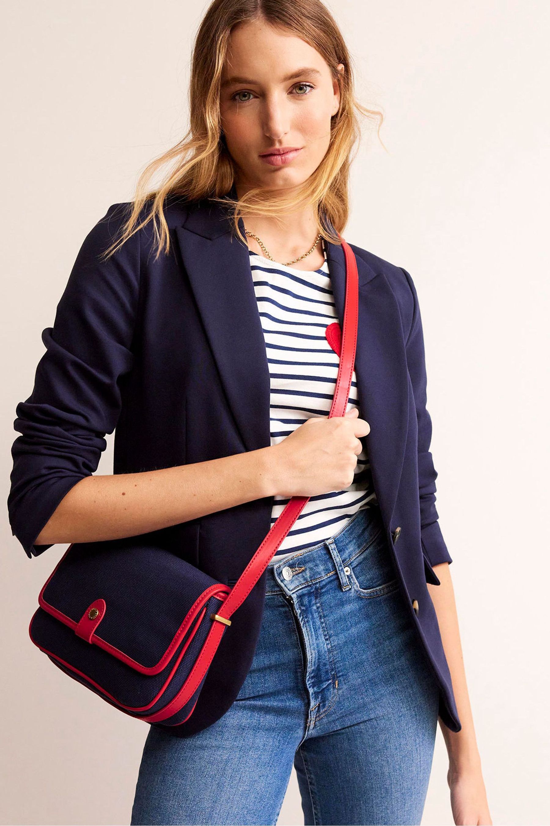 Boden Blue 100 Cotton Structured Cross Body Bag