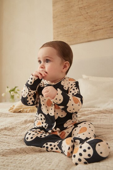 Neutral/Grey/Black Printed Baby Sleepsuits 3 Pack (0-3yrs)