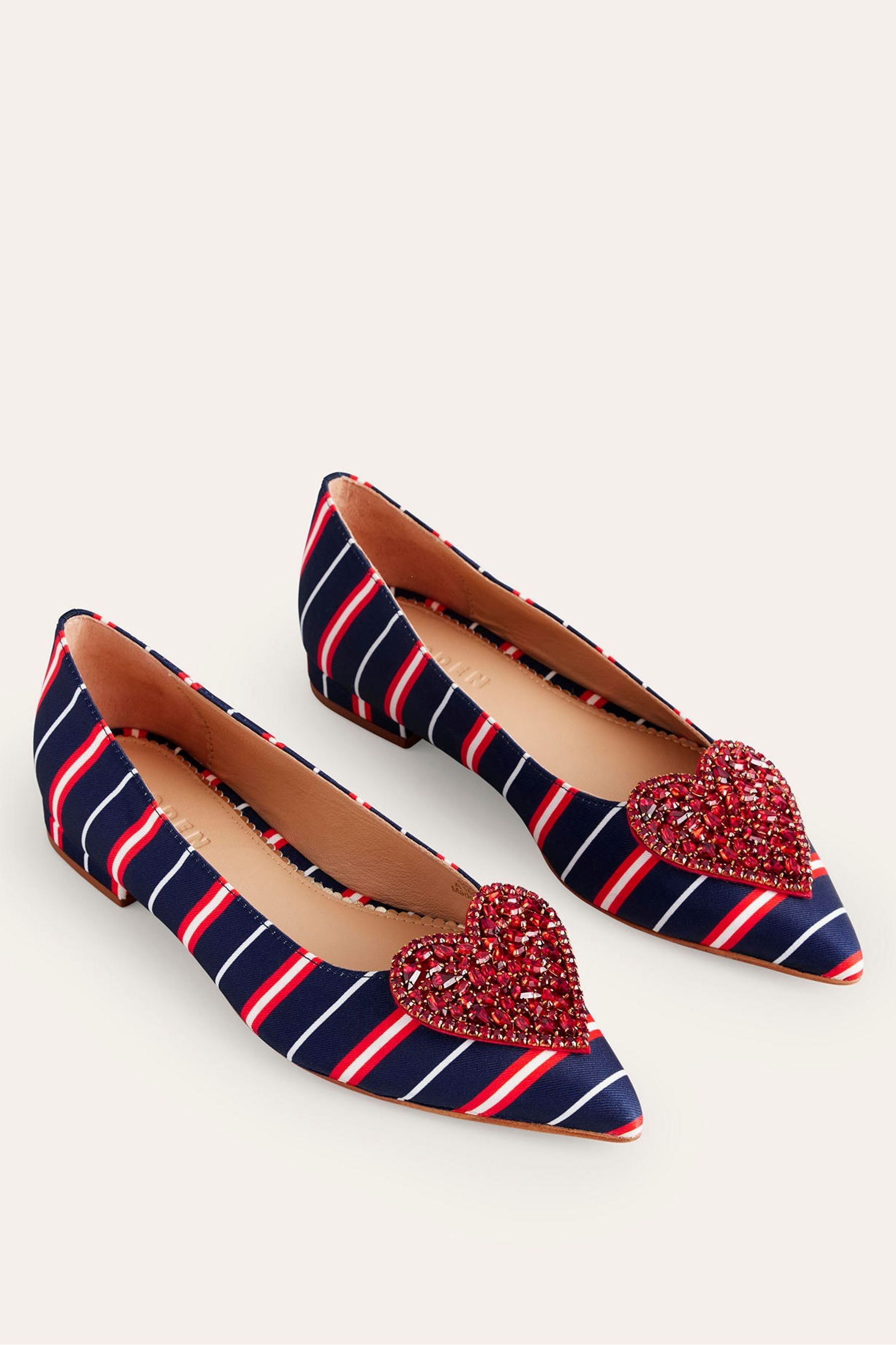 Buy Boden Blue Heart Embellished Flat Point Shoes from the Next UK