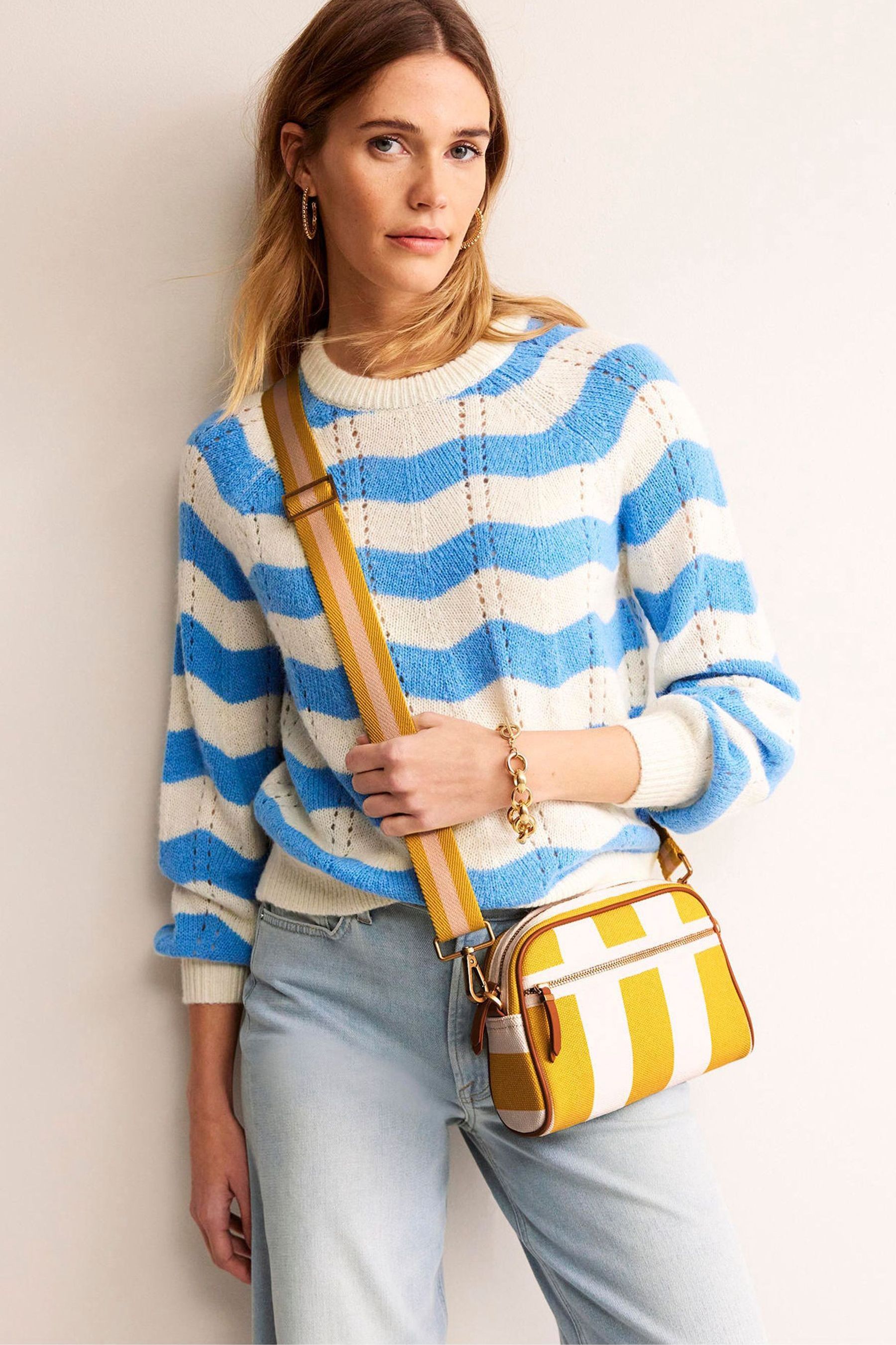 Boden Yellow Canvas Cross Body Bag