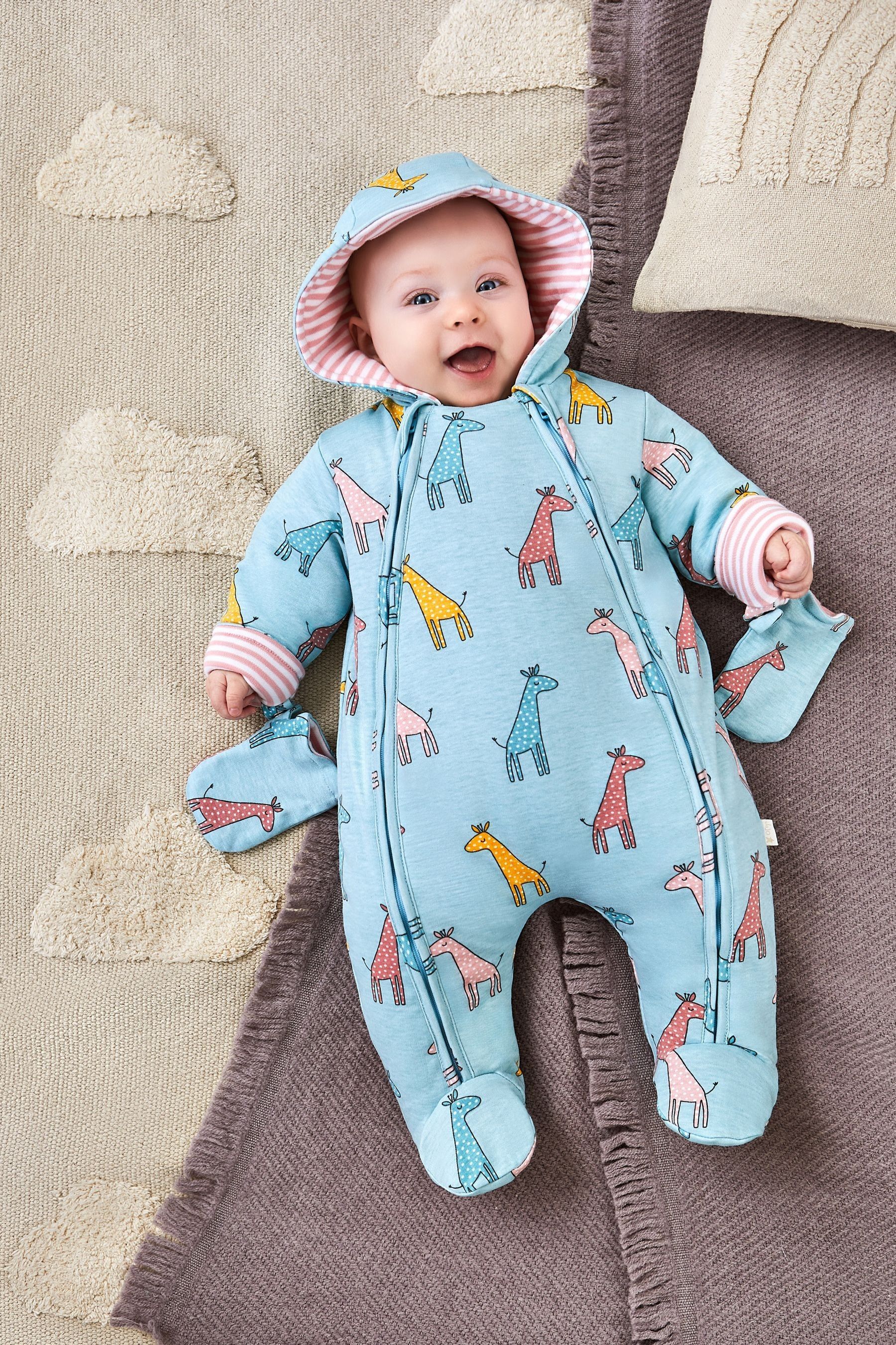 Buy JoJo Maman Bebe Duck Egg Giraffe Print Pramsuit from Next Portugal