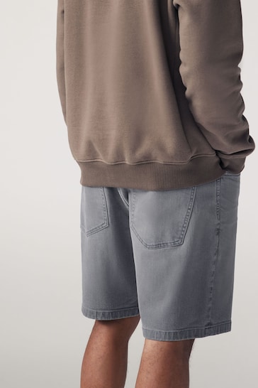 Grey Garment Dye Denim Shorts