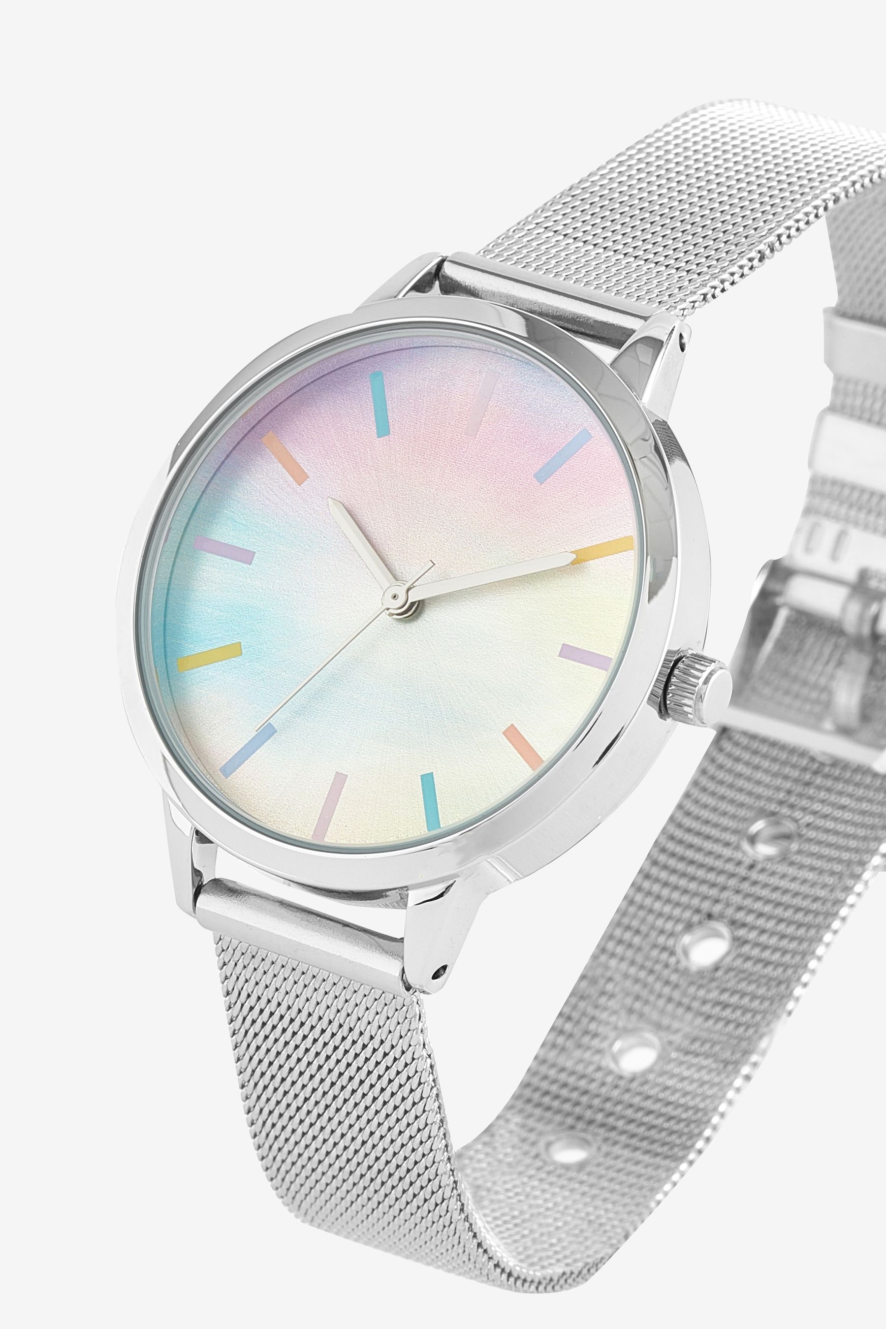 Buy Silver Tone Mesh Rainbow Watch from the Next UK online shop