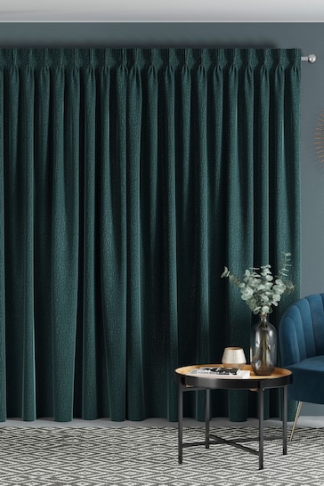Dark Teal Green Chenille Made to Measure Curtains
