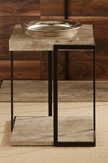 Pacific Black Concrete Effect MDF & Iron Side Table