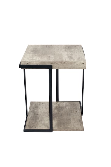 Pacific Black Concrete Effect MDF & Iron Side Table
