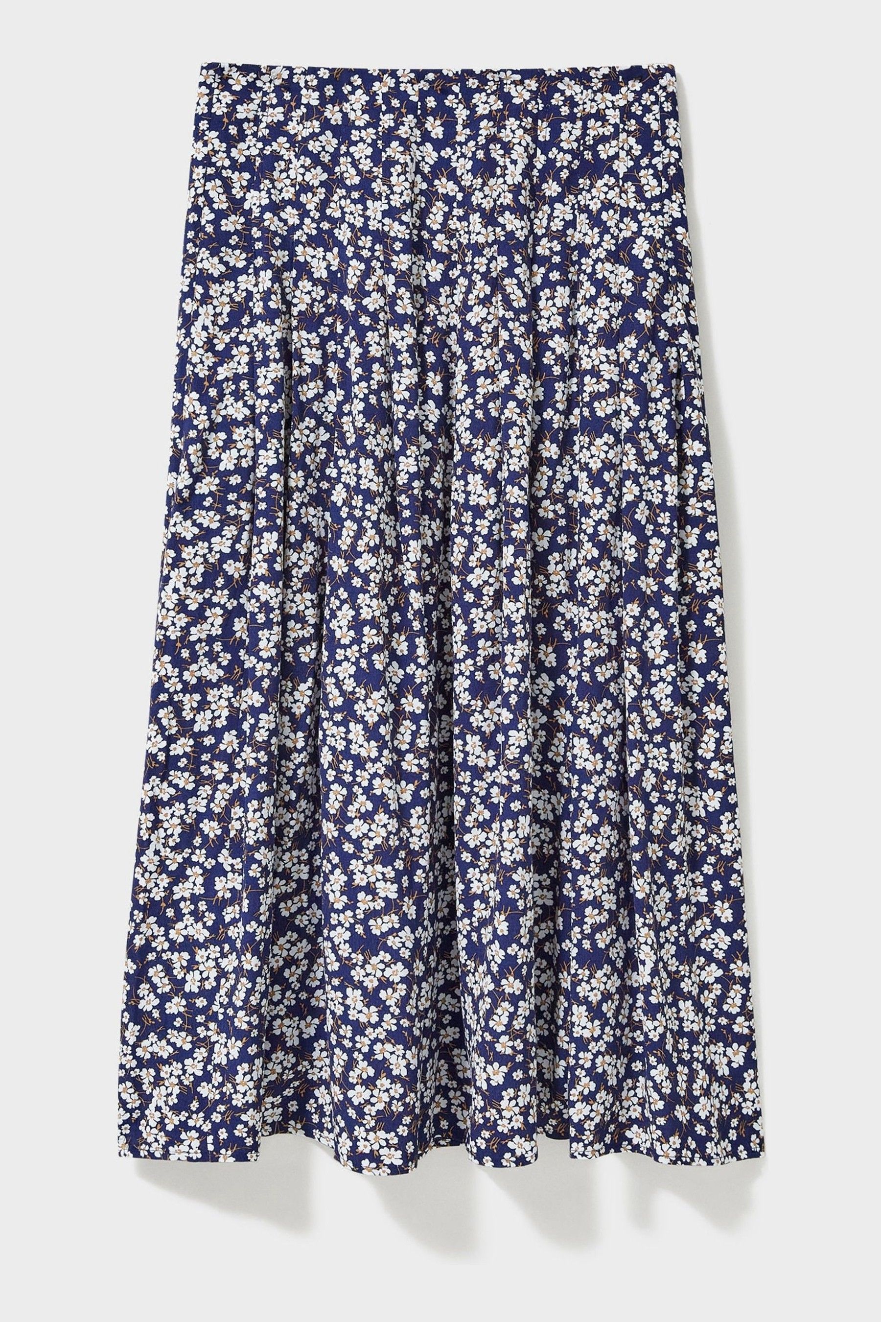 Crew Clothing Company Blue Floral Print Flared Skirt