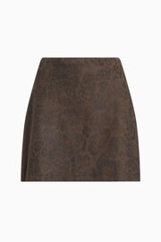 AllSaints Brown Leather Lila Leo Skirt - Image 7 of 7