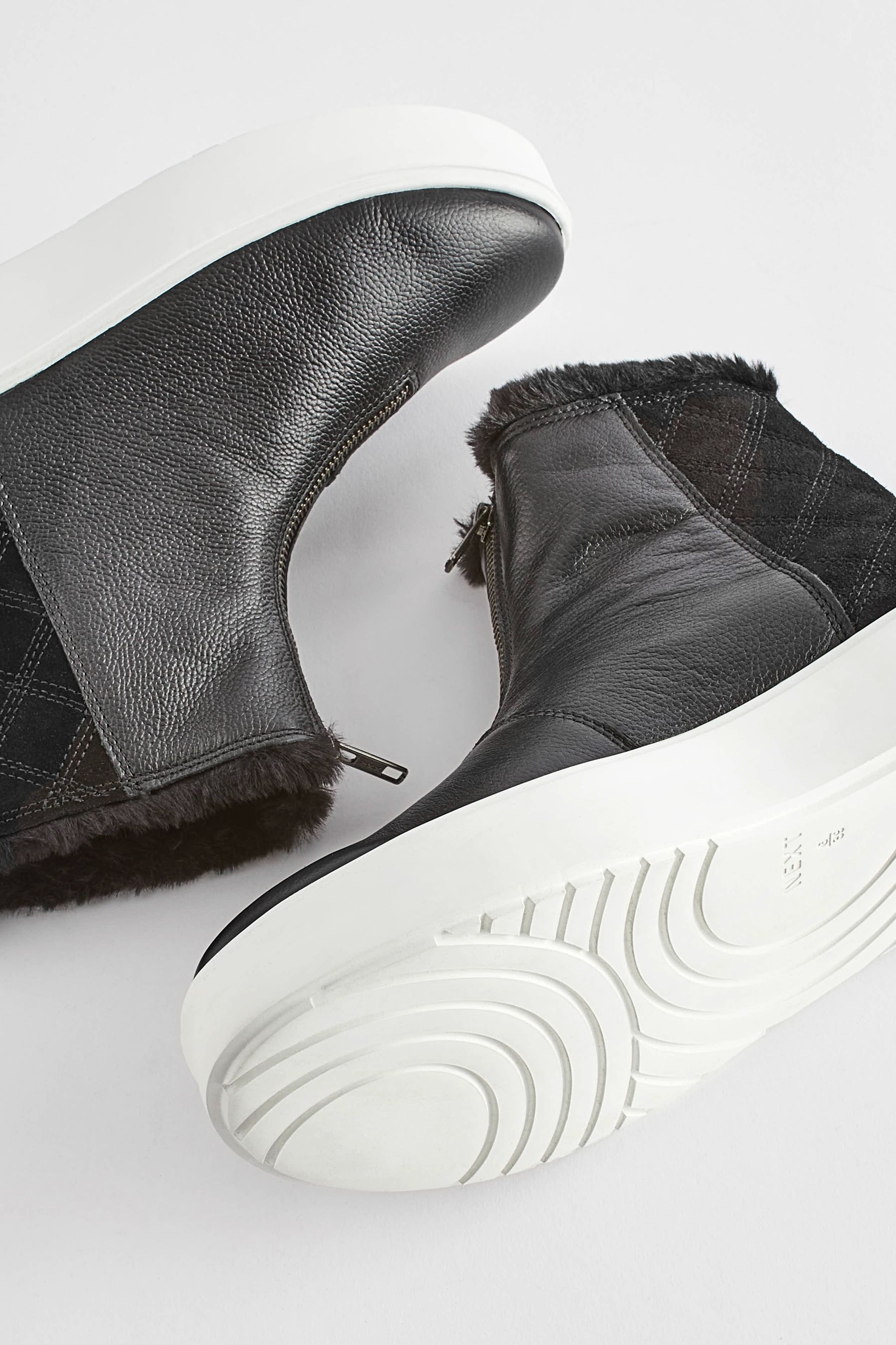 Buy Black Signature Forever Comfort Leather Chunky Zip Hi Top Trainers from Next Luxembourg
