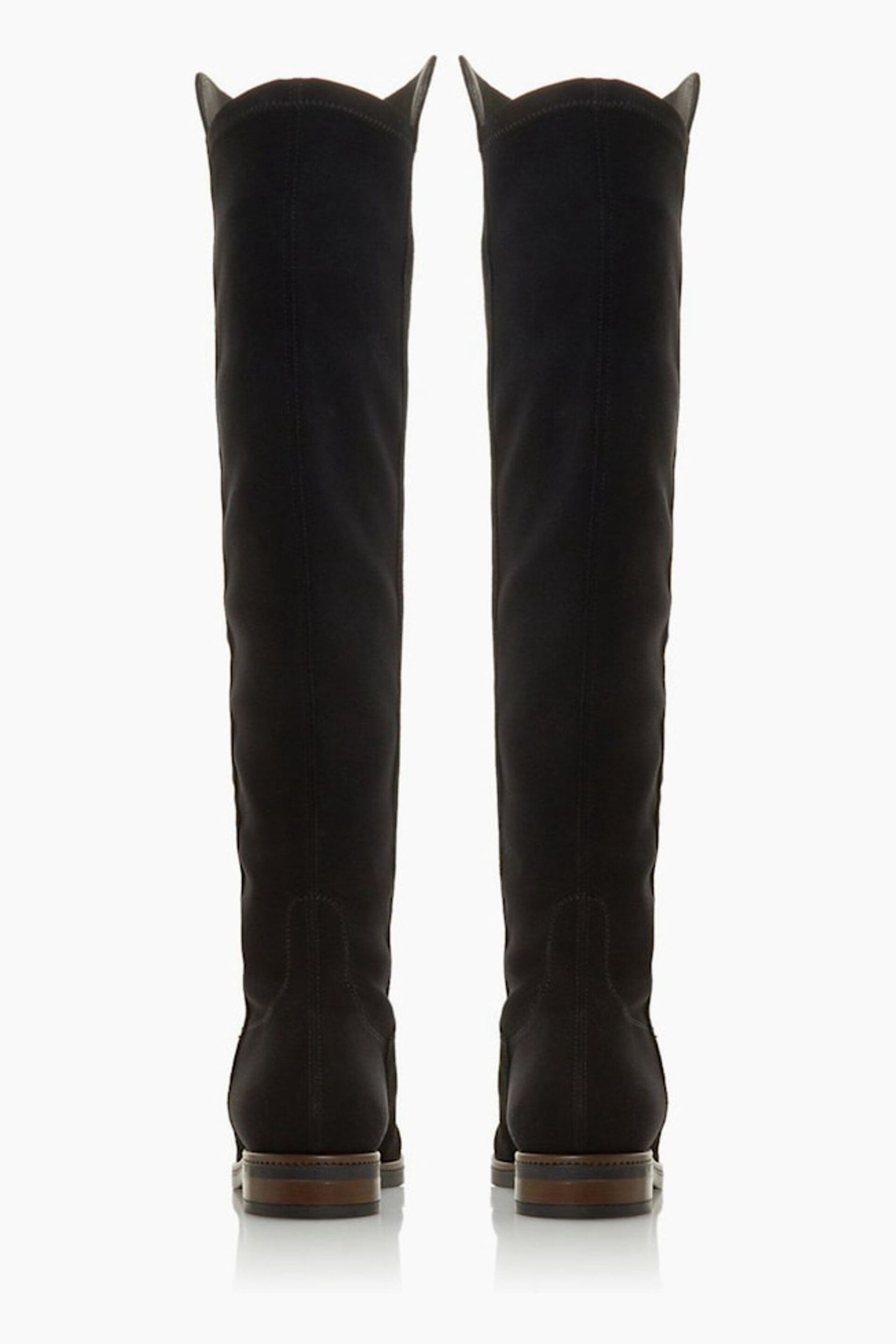 Dune London Black Tropic Over The Knee Suede Stretch Boots - Image 2 of 6