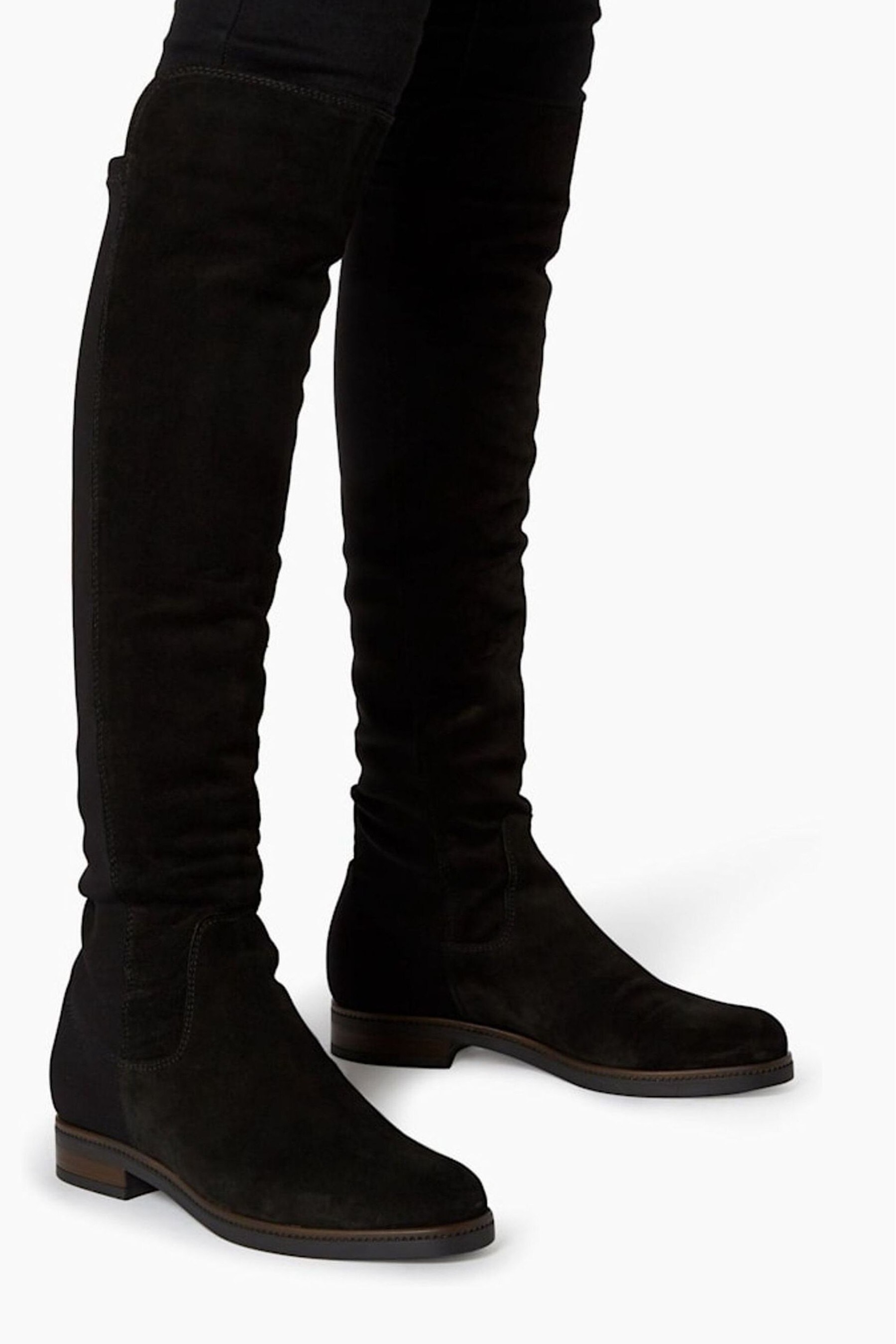 Buy Dune London Tropic Black Over The Knee Suede Stretch Boots