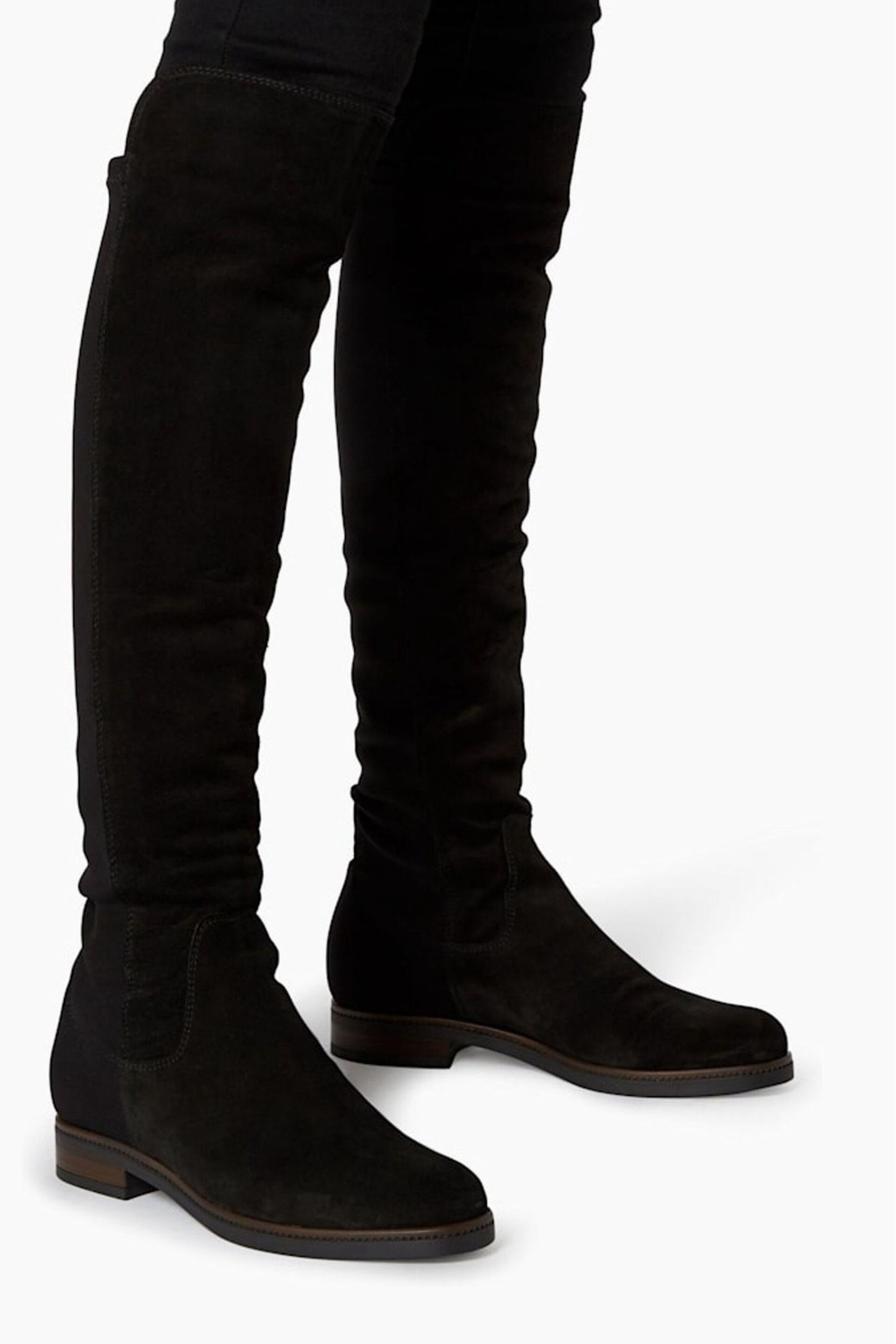 Dune London Black Tropic Over The Knee Suede Stretch Boots - Image 6 of 6