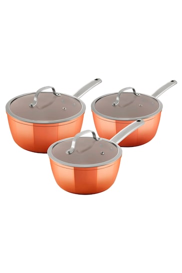 Tower 3 Piece Copper Copper Forged Saucepan Set