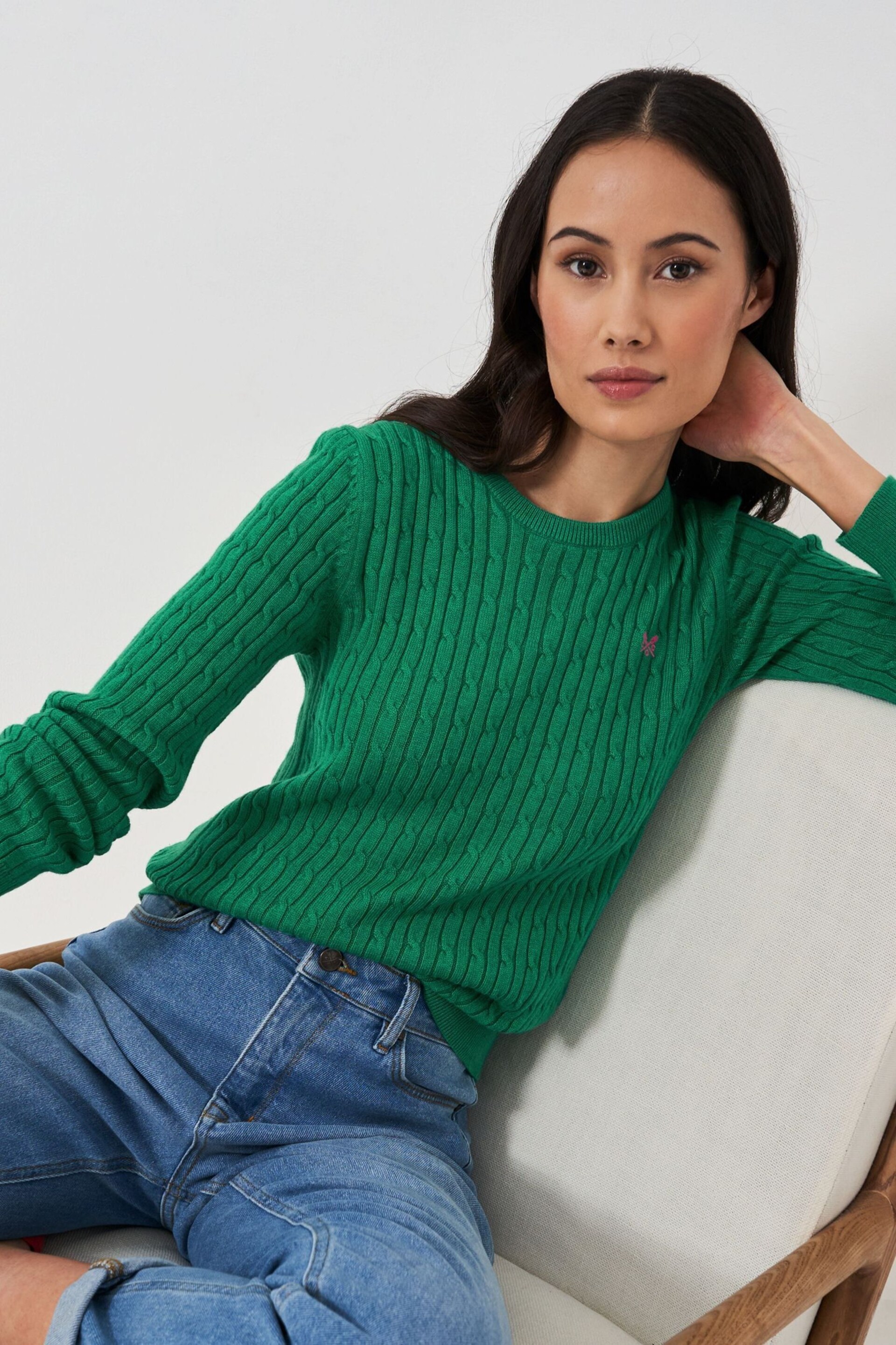 Crew Clothing Heritage Cable Crew Neck Jumper - Image 2 of 5