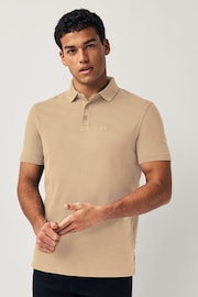 Armani Exchange Tonal Logo Pique 100% Cotton Polo Shirt - Image 1 of 4