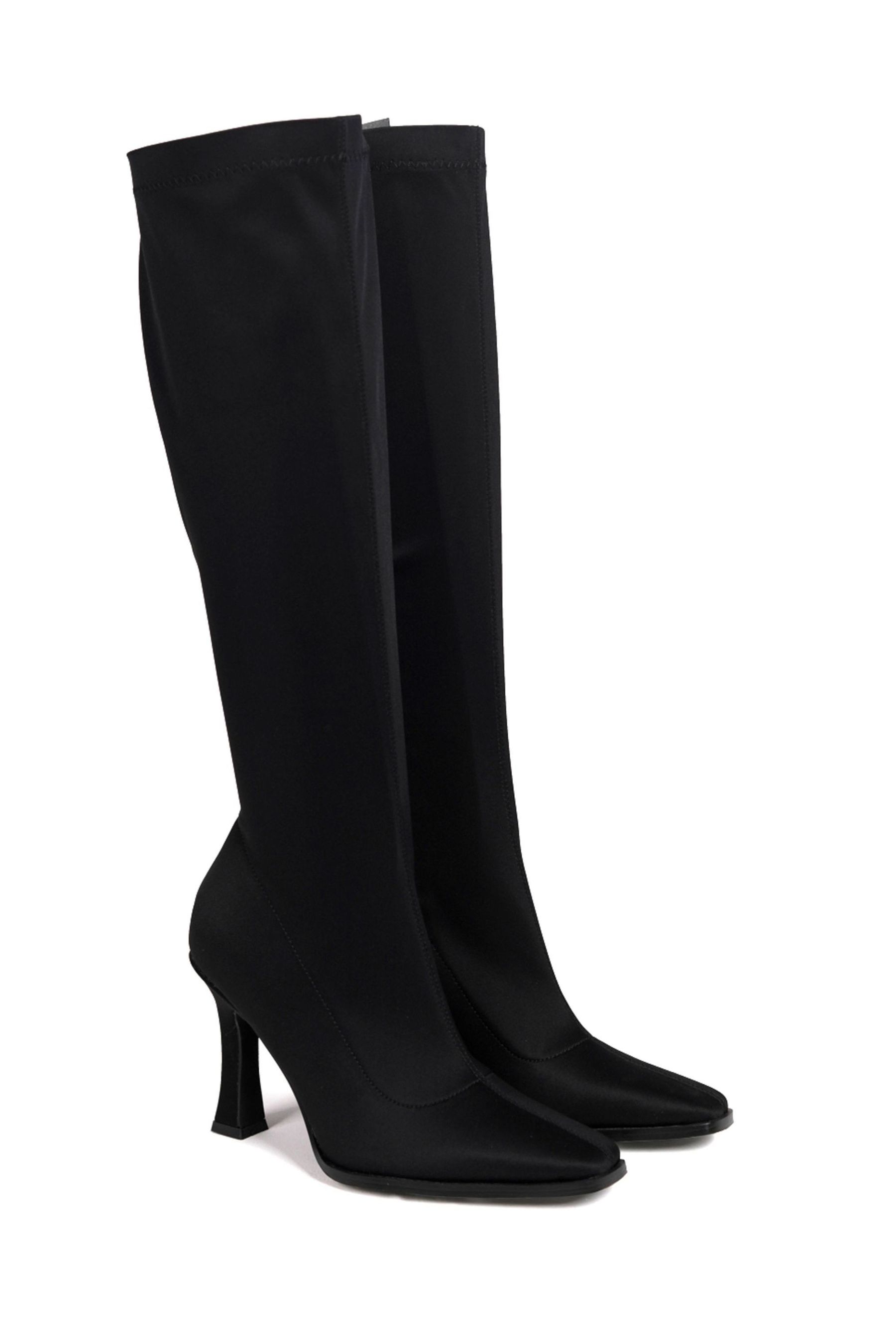 Linzi Black Winnie Heeled Sock Boots